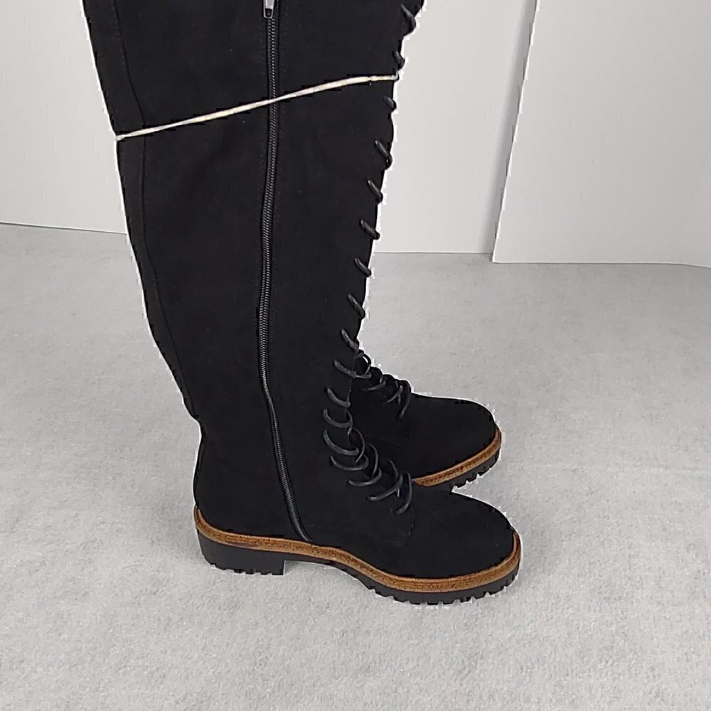 ASOS DESIGN Carolina Chunky Lace Up Knee High Boots In Black Size 5 (NWOT) - Picture 4 of 12